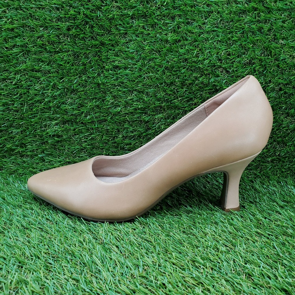 Clarks Kataleyna Gem SIZE 9 Women's Leather Pointed Toe Pumps Warm Beige - Picture 4 of 9